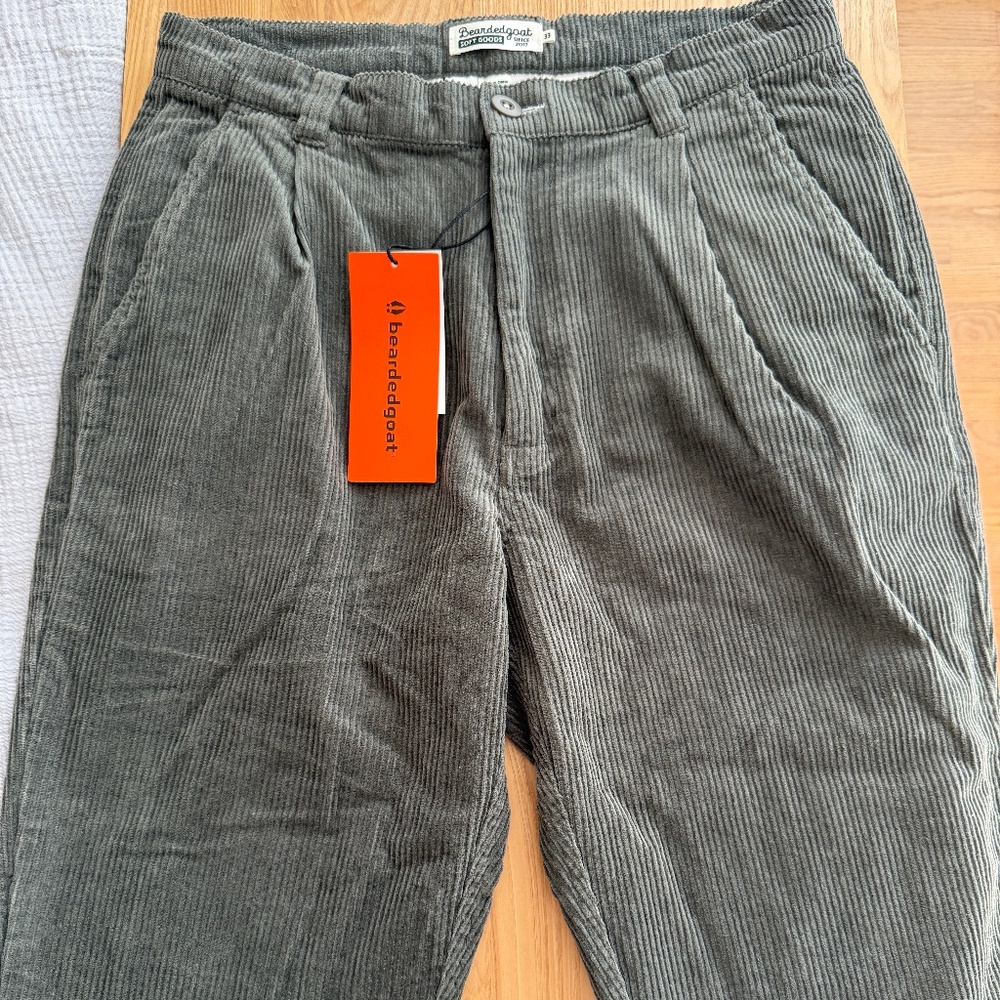 Bearded Goat Wide Wale Corduroy Pants Waist Size 33